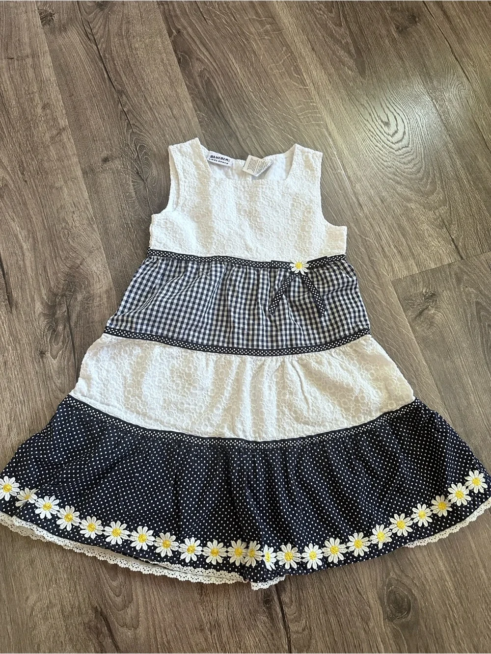 Navy & White Daisy Polka Dot Girls' Dresses - Cute Summer Sundress